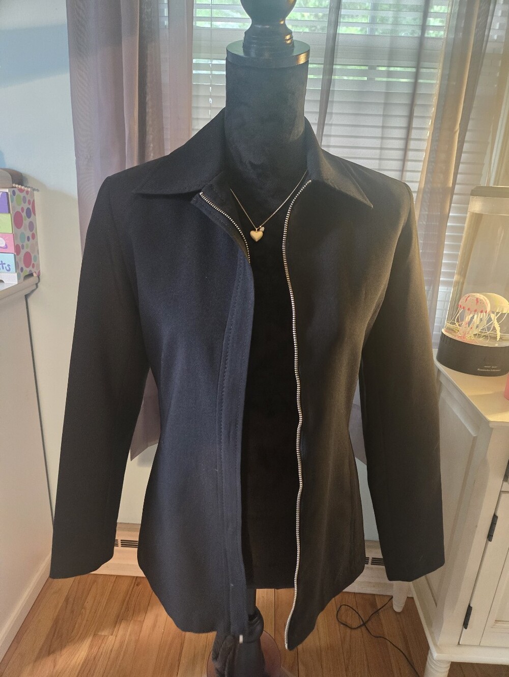 Black Women's Zip Front Coat, zipper does not work. Worn once